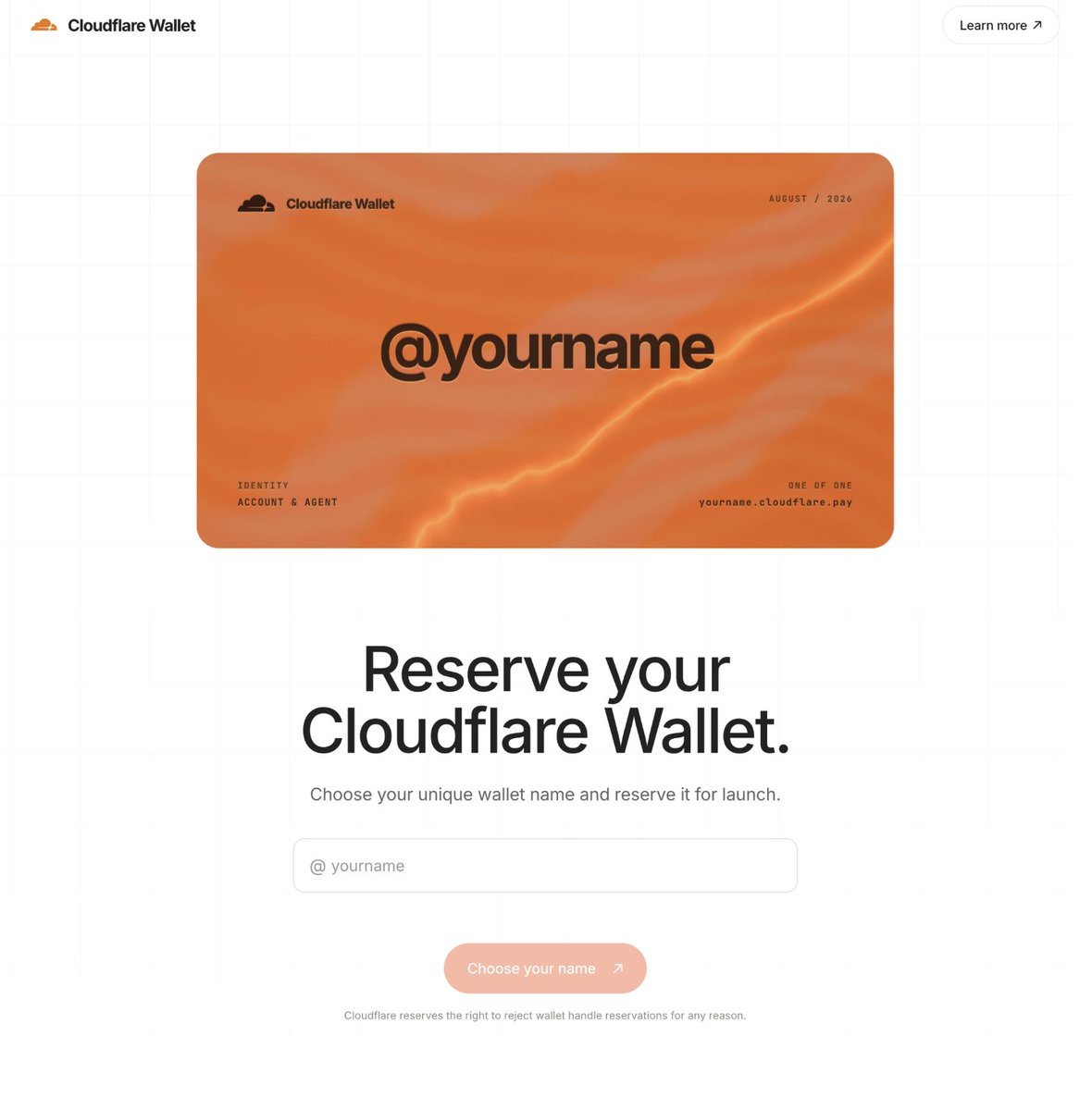 图6：Cloudflare Wallet 名称预留页面